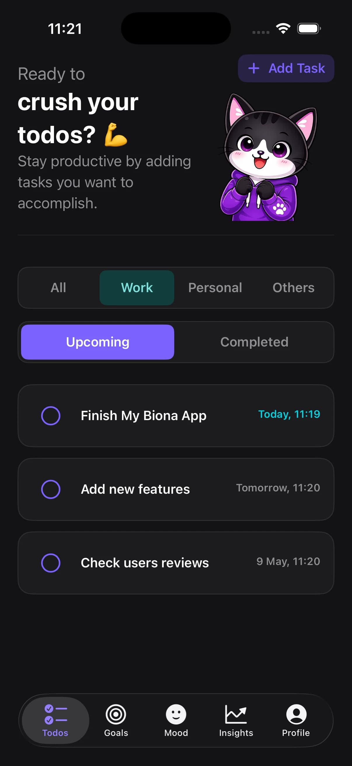 Biona home and overview screen